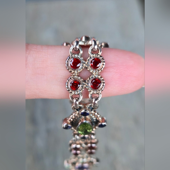 Nicky Butler 925 Sterling Silver Designer Amethyst Peridot Garnet Bracelet NB 💜 - Picture 2 of 16